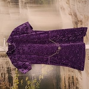 Girls 7 special occasion crushed velvet royal purple floral dress jewelry belt